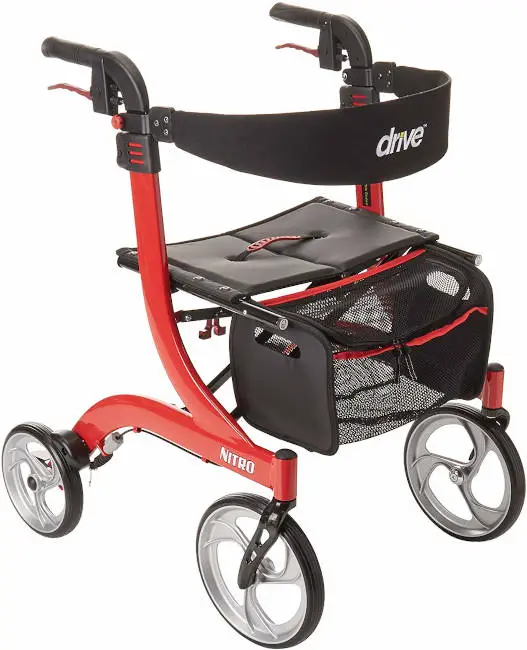Drive Medical Nitro Euro Style Red Rollator Walker, Red