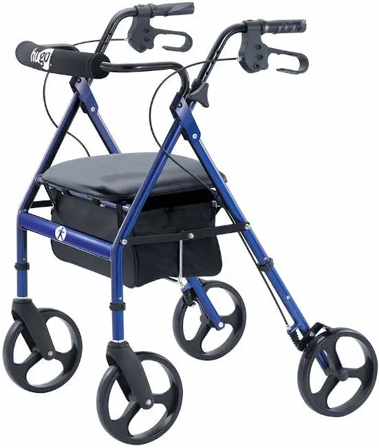 Hugo Mobility Portable Rollator Walker with Seat, Backrest and 8 Inch Wheels